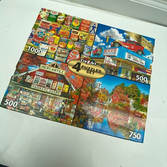 4 Scenic Puzzles Cra z art Autumn, Retro Cans, Route 66, General Store - Picture 2 of 7